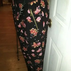 Black Floral Pants/ very comfortable material